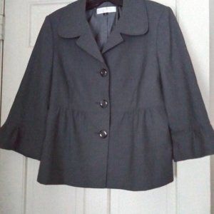 Tahari Gray Women's Suit Jacket Lined Career Jacket Size 14